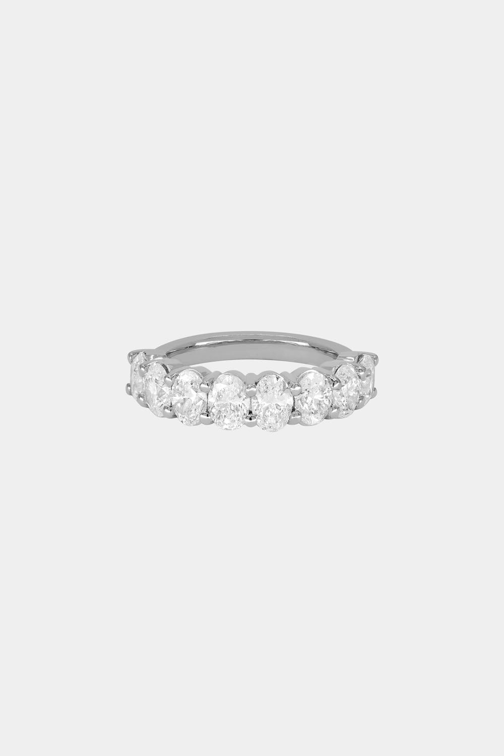 0.10 TCW Oval Shaped Moissanite Half Eternity Wedding Band