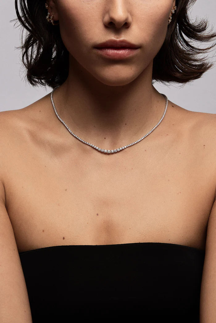 Round Lab Grown Diamond Tennis Necklace