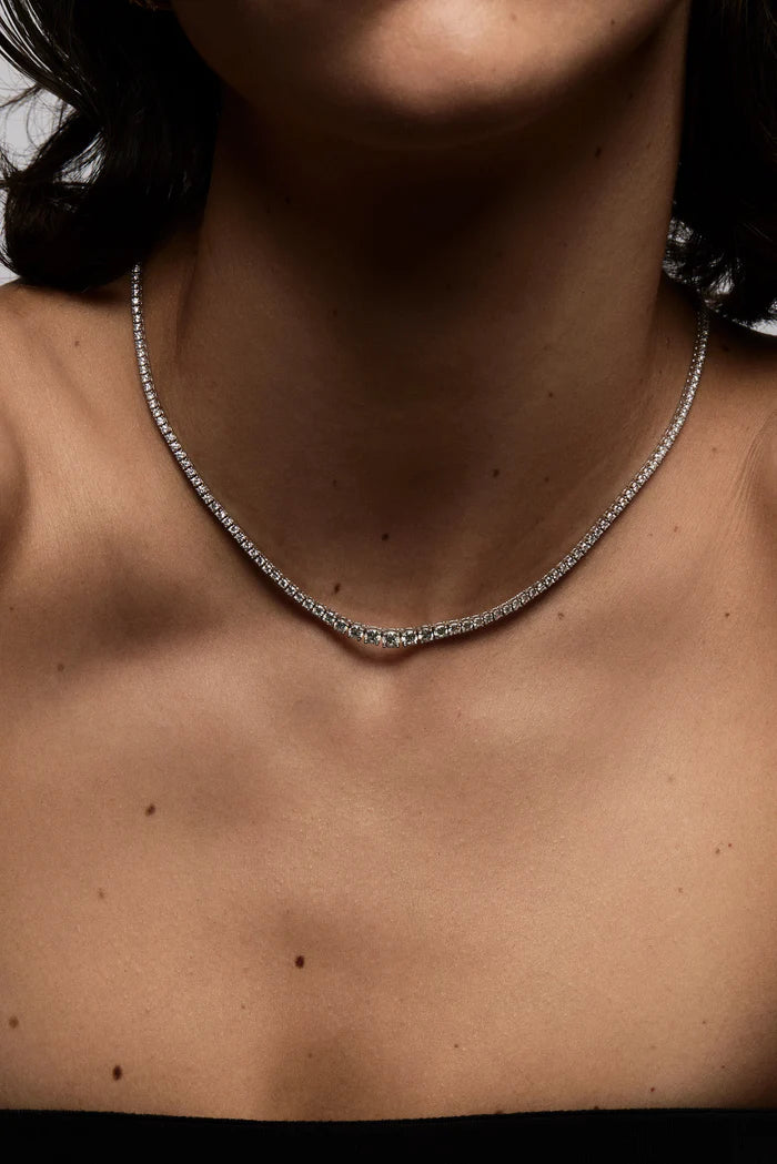Round Lab Grown Diamond Tennis Necklace