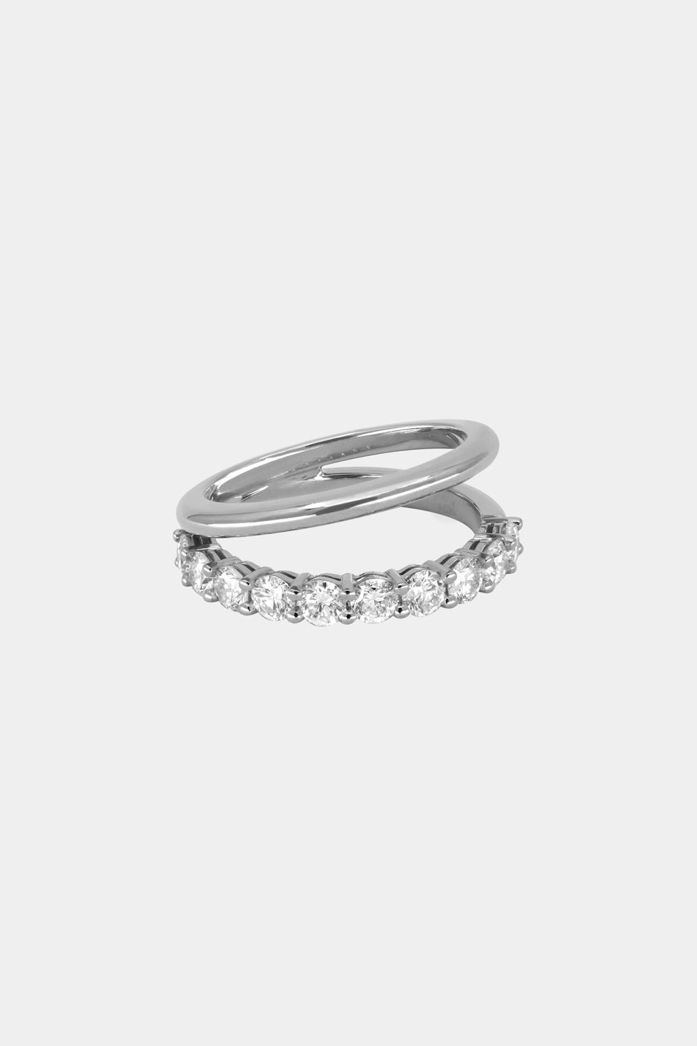 1.0 TCW Round Shaped Moissanite Double Wedding Band