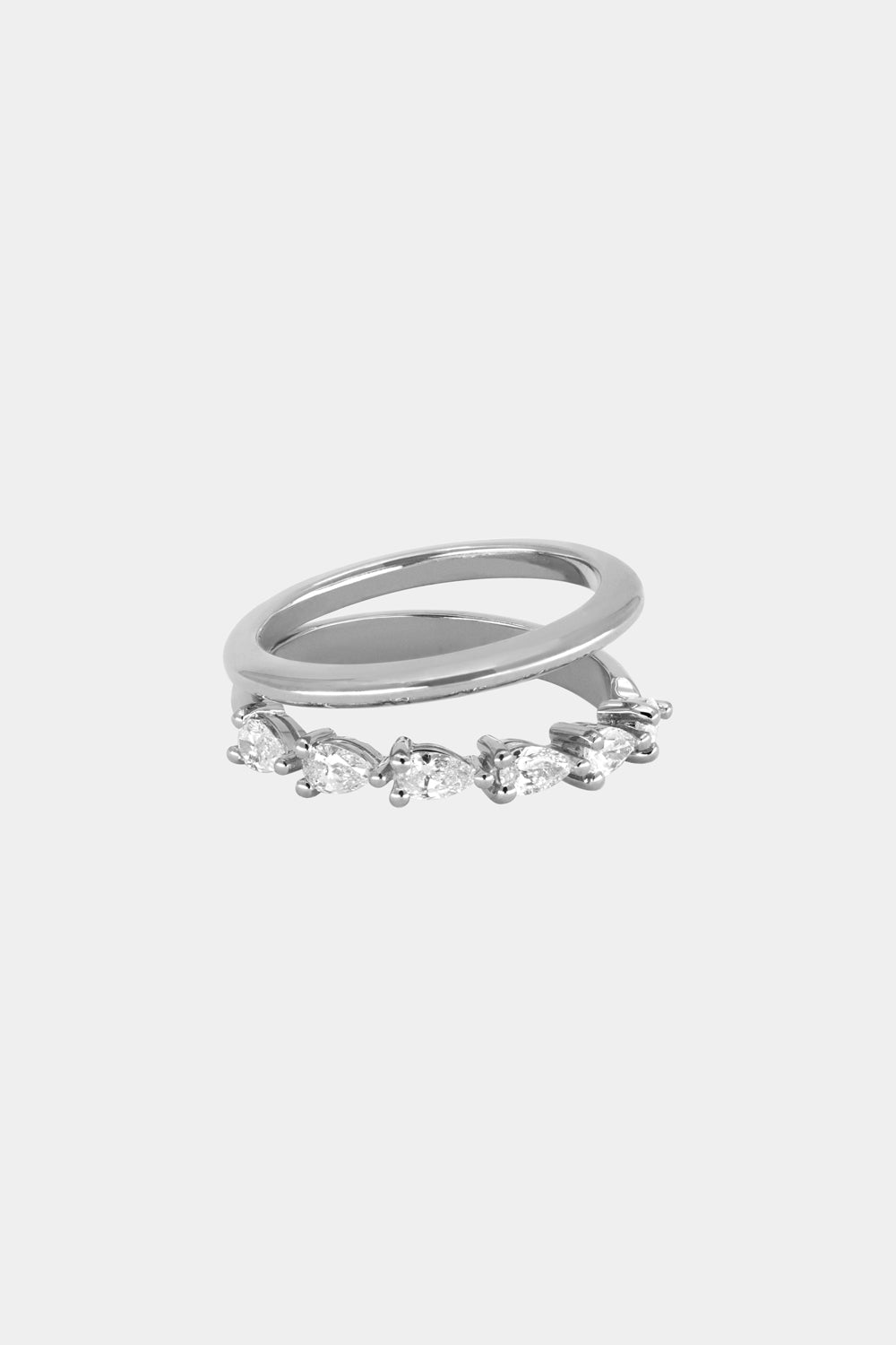 0.35 TCW Pear Shaped Moissanite Double Wedding Band