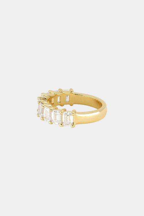 0.10 TCW Emerald Shaped Moissanite Half Eternity Wedding Band