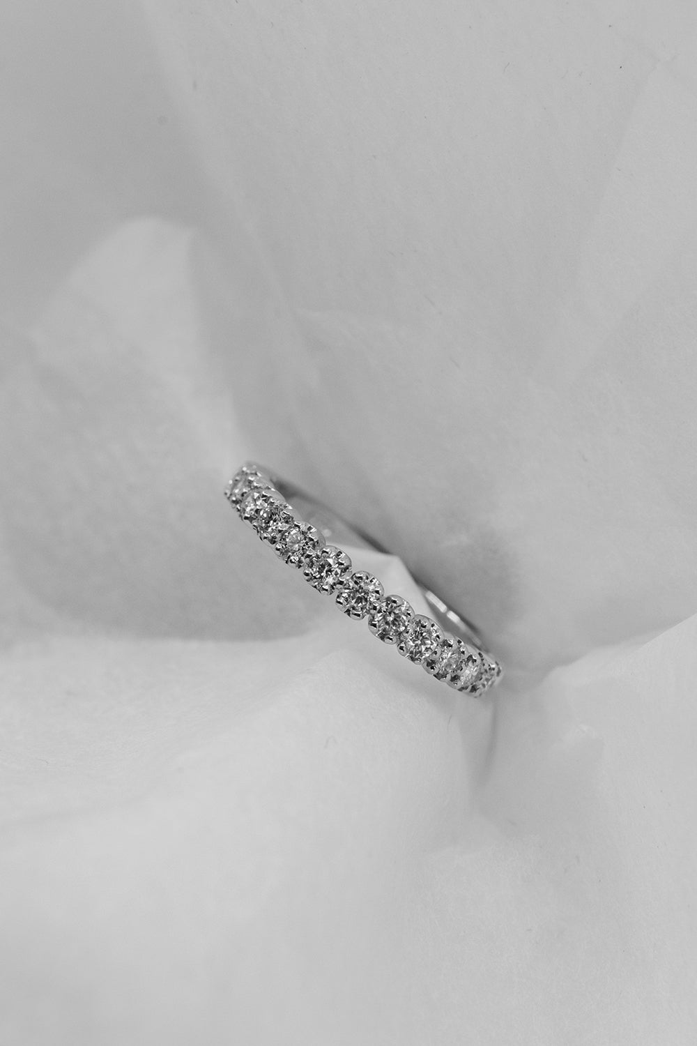 0.30 TCW Round Shaped Moissanite Half Eternity Wedding Band