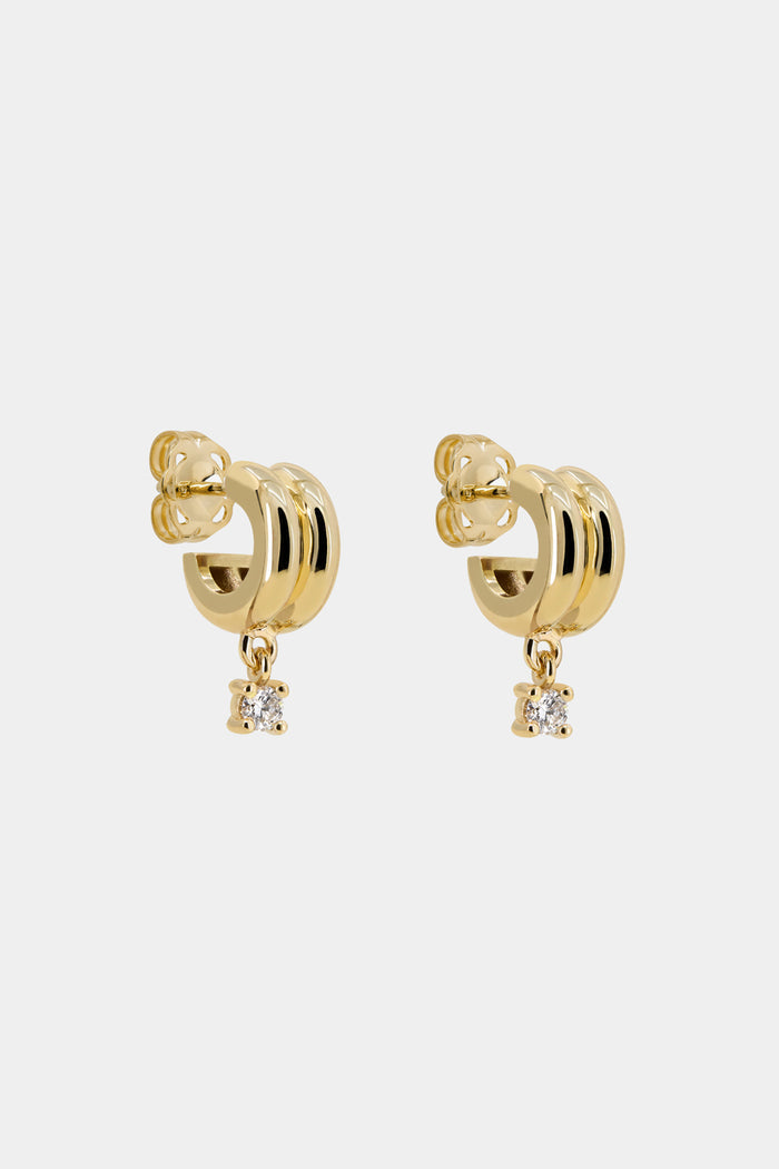 0.20 TCW Mini Double Orielle Hoop with Diamond Drop Moissanite Earrings
