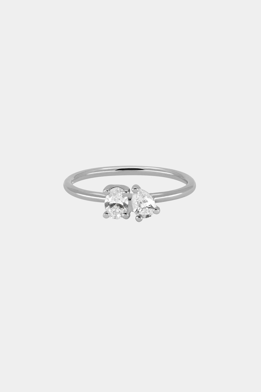 0.40 TCW Pear & Oval Shaped Moissanite Two Stone Wedding Band