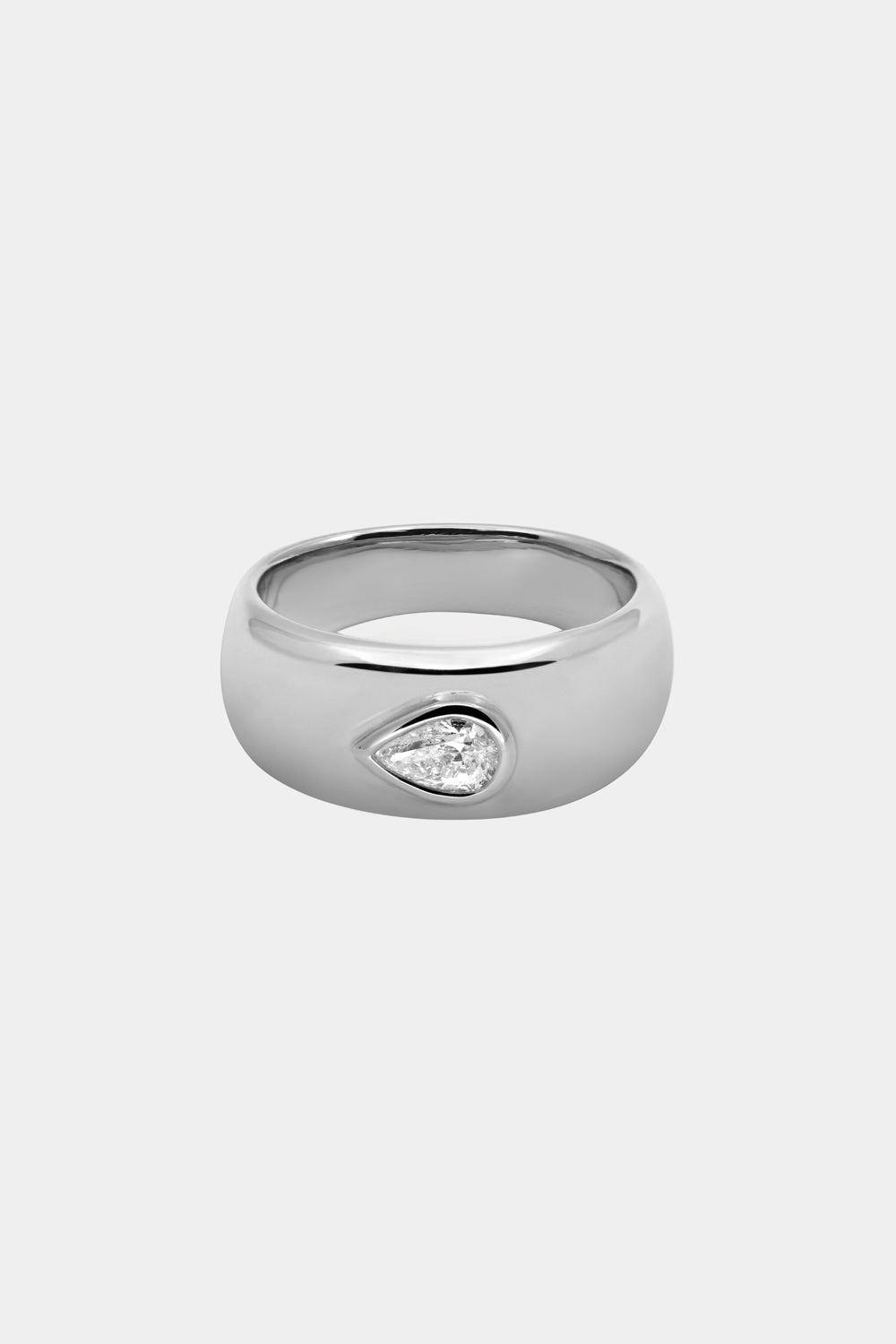 0.30 TCW Pear Shaped Moissanite Bezel Wedding Band