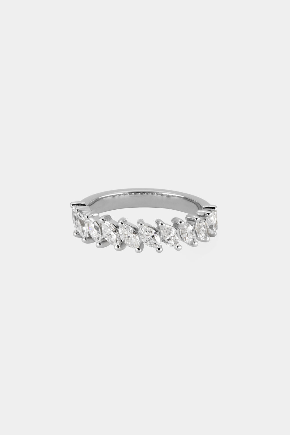 0.99 TCW Marquise Shaped Moissanite Half Eternity Wedding Band