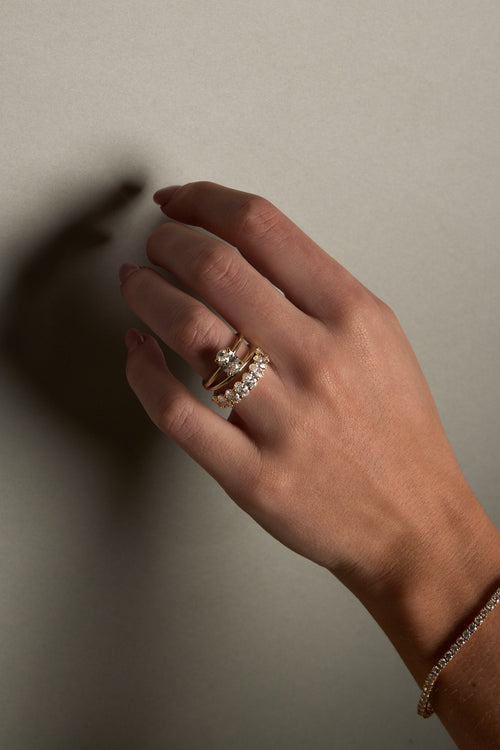 0.10 TCW Oval Shaped Moissanite Half Eternity Wedding Band
