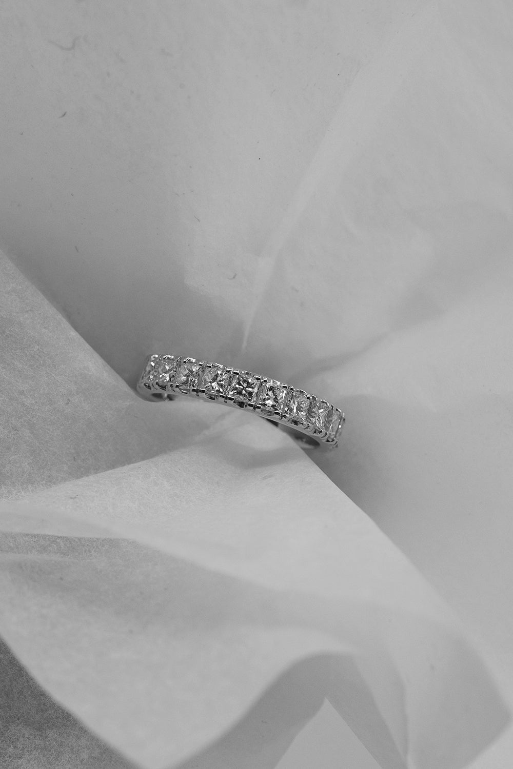 0.60 TCW Princess Shaped Moissanite Full Eternity Wedding Band