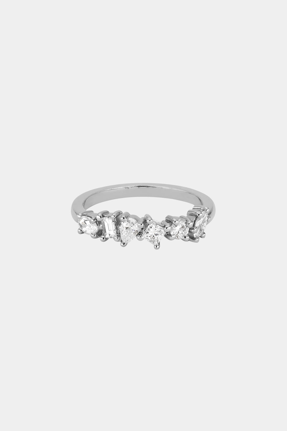 0.45 TCW Multi Stones Shaped Moissanite Half Eternity Wedding Band