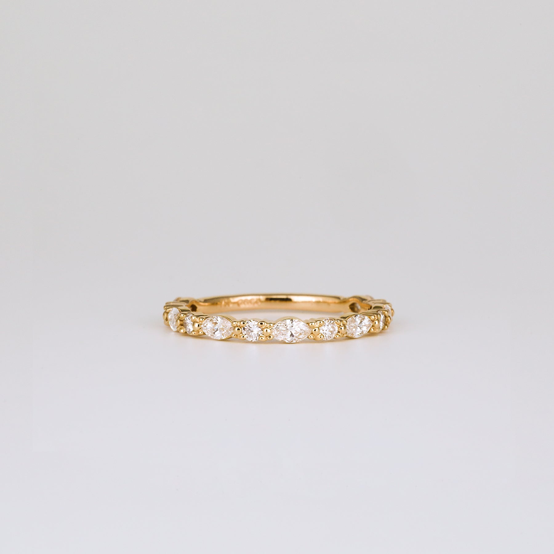 0.20 TCW Marquise & Round Lab Grown Diamond Half Eternity Wedding Band