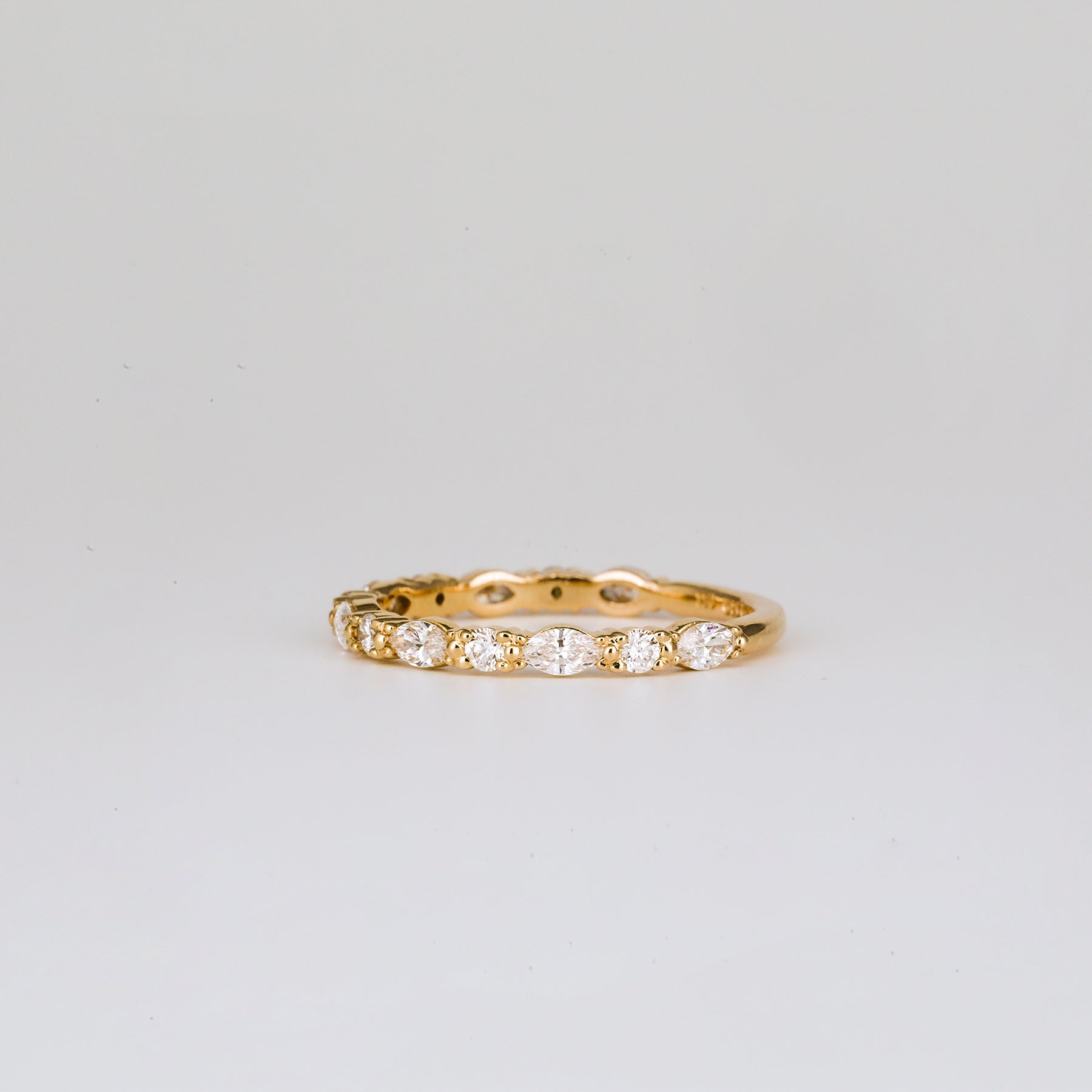 0.20 TCW Marquise & Round Lab Grown Diamond Half Eternity Wedding Band