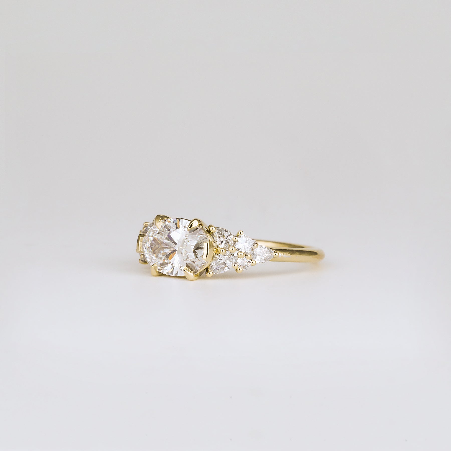 1.41-3.50 CT Oval  Lab Grown Diamond Cluster Engagement ring