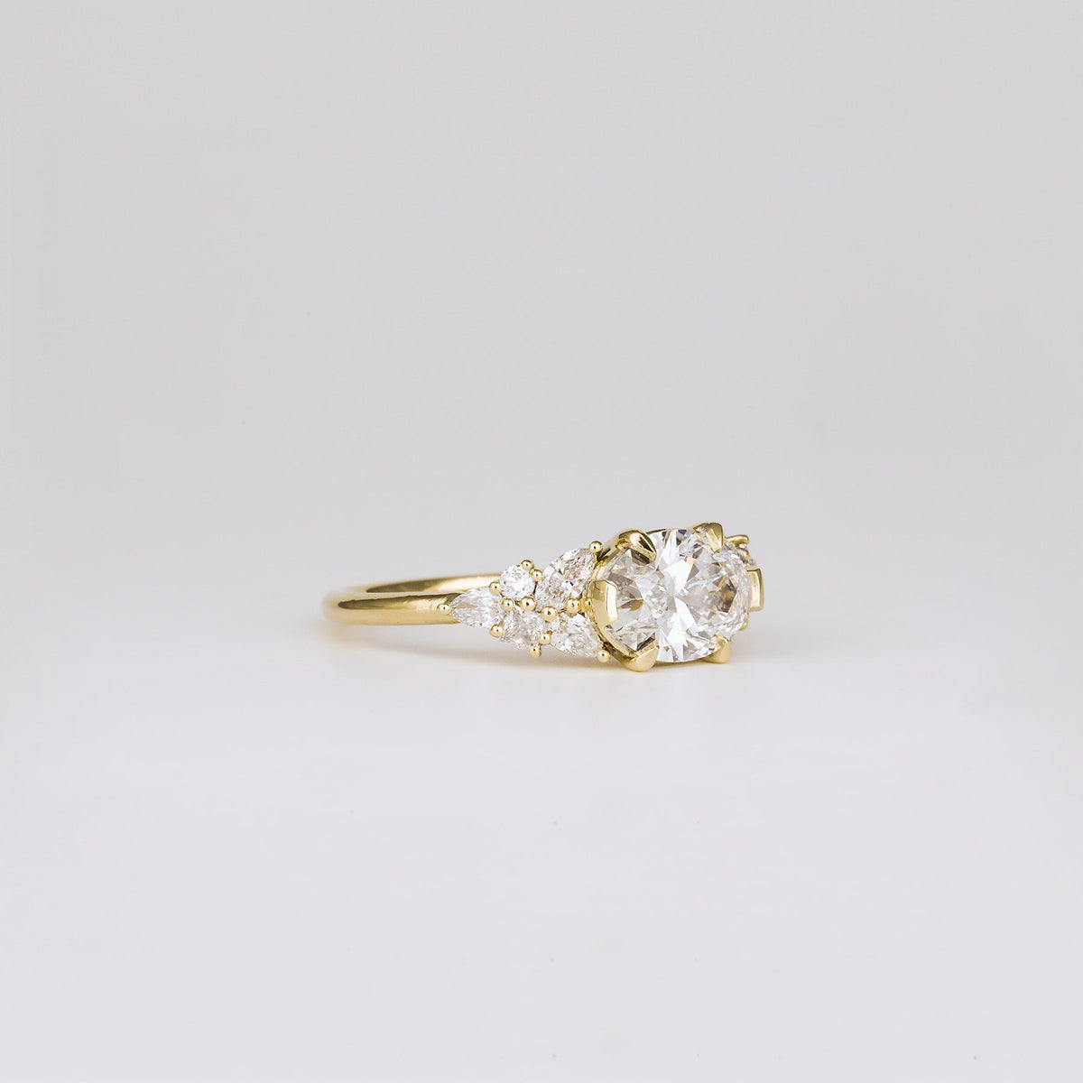 1.41-3.50 CT Oval  Lab Grown Diamond Cluster Engagement ring