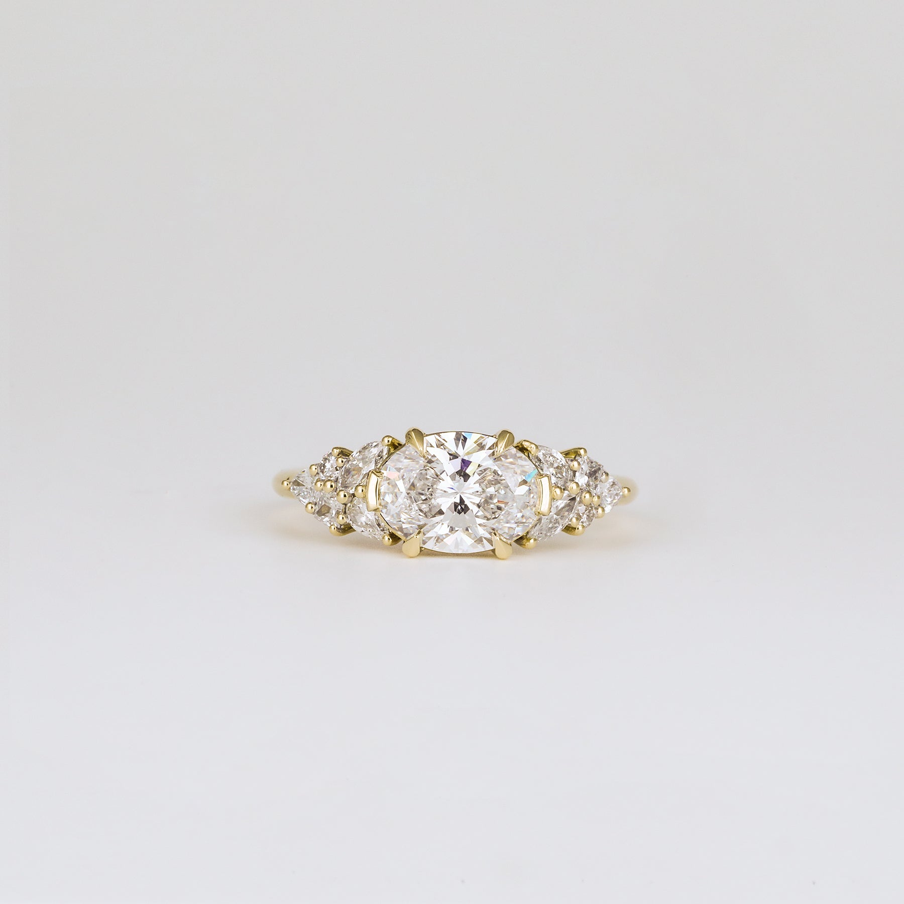 1.41-3.50 CT Oval  Lab Grown Diamond Cluster Engagement ring