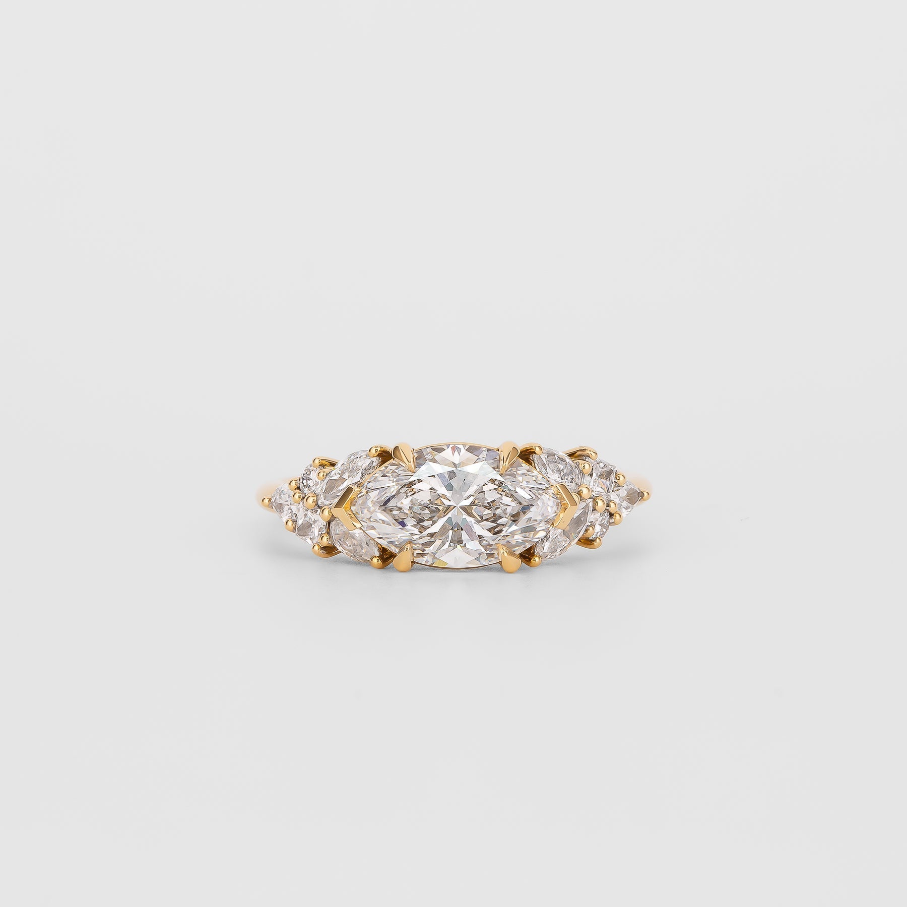 1.37 CT Marquise Lab Grown Diamond Cluster Engagement Ring