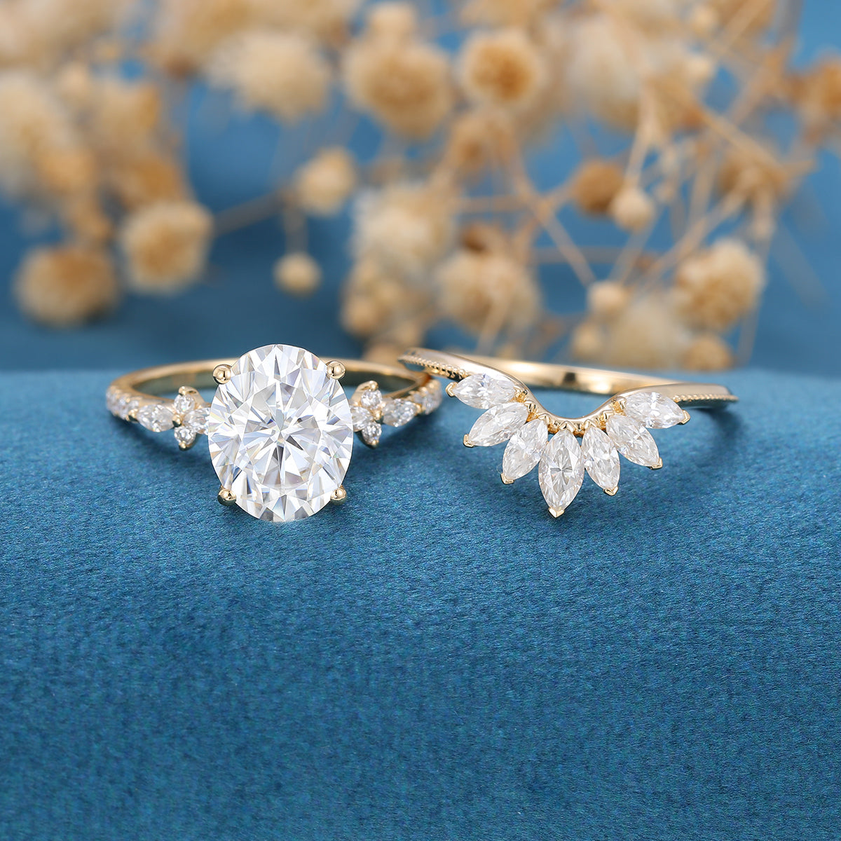 2.72 CT Oval Shaped Moissanite Pave Setting Bridal Set - Camila Brown