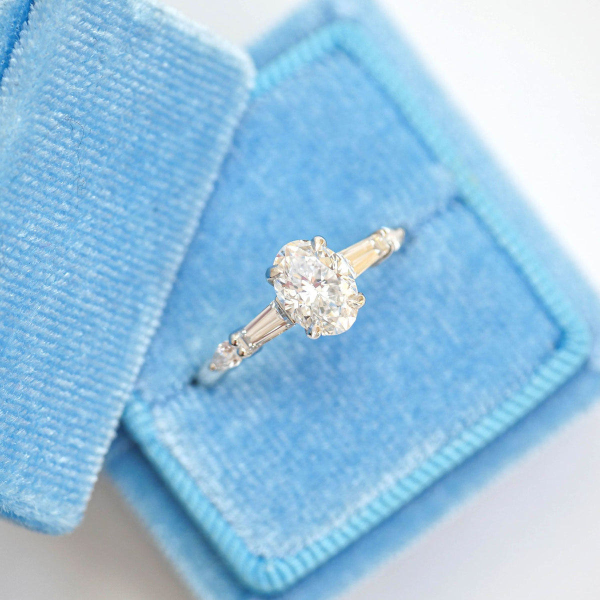 1.0 CT Oval Shape Lab Grown Pave Setting Engagement Ring