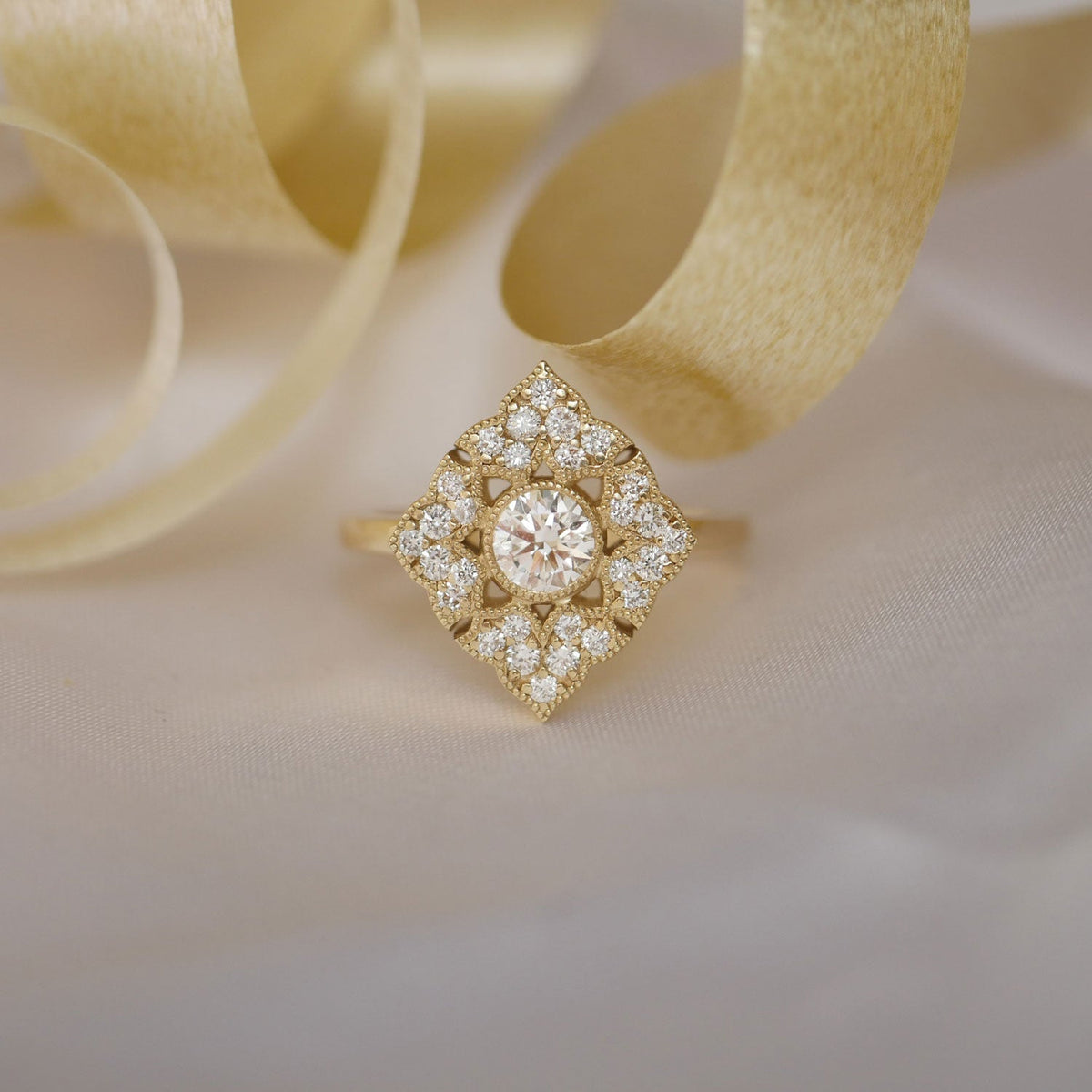 0.45 CT Round Shape cluster Lab Grown Engagement Ring