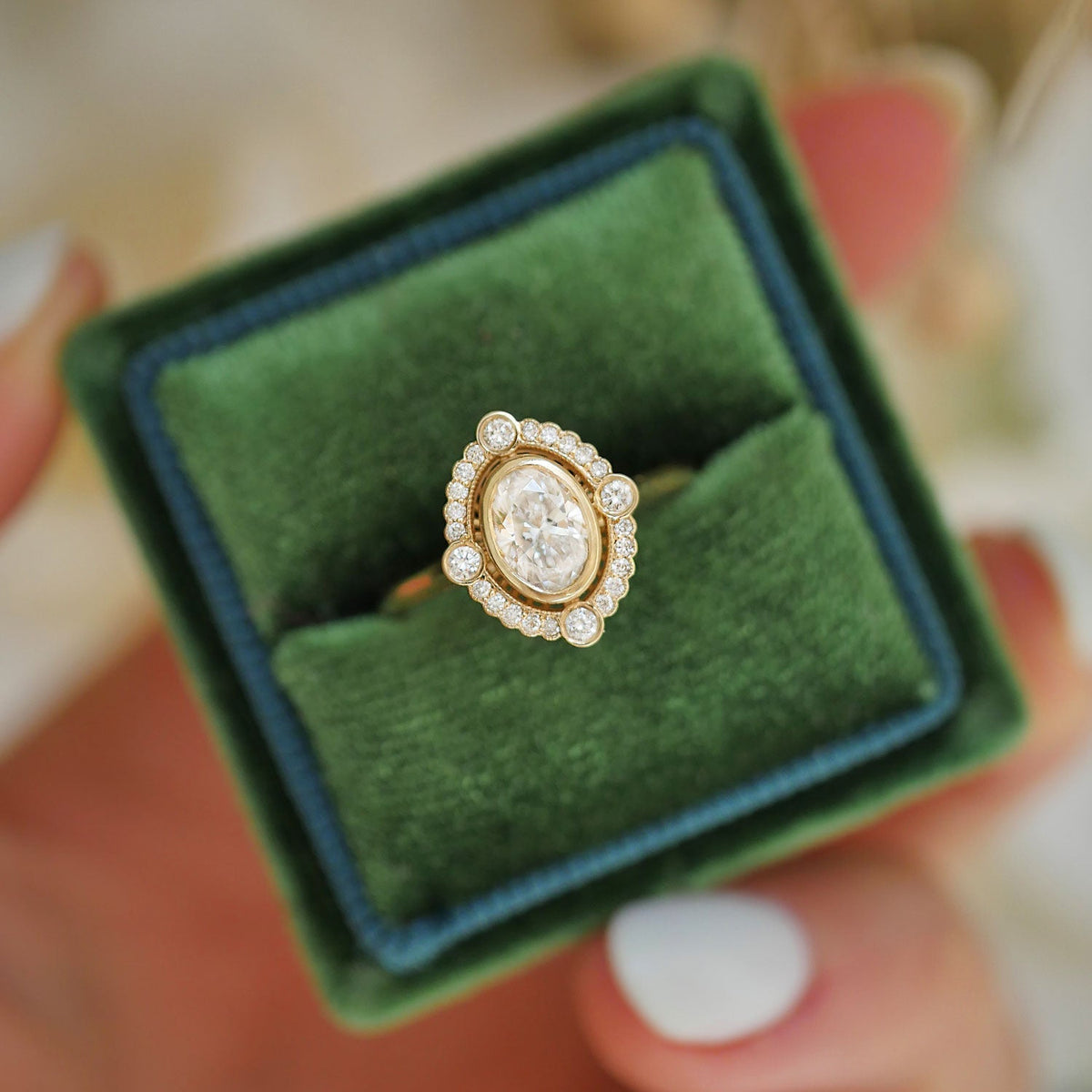0.75 CT Oval Shape Lab Grown vintage Setting Engagement Ring