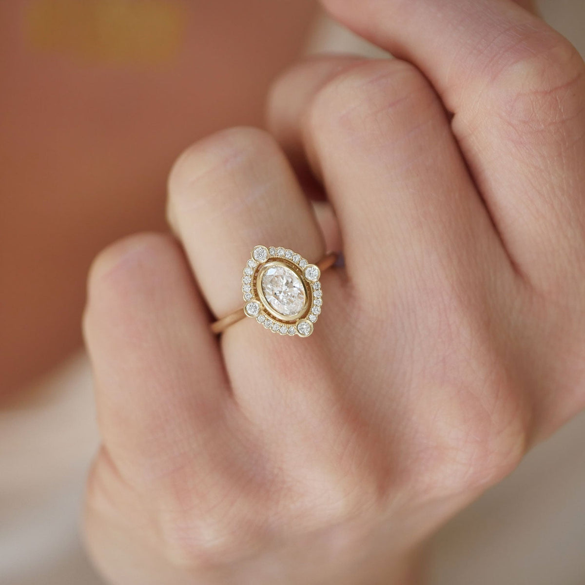 0.75 CT Oval Shape Lab Grown vintage Setting Engagement Ring