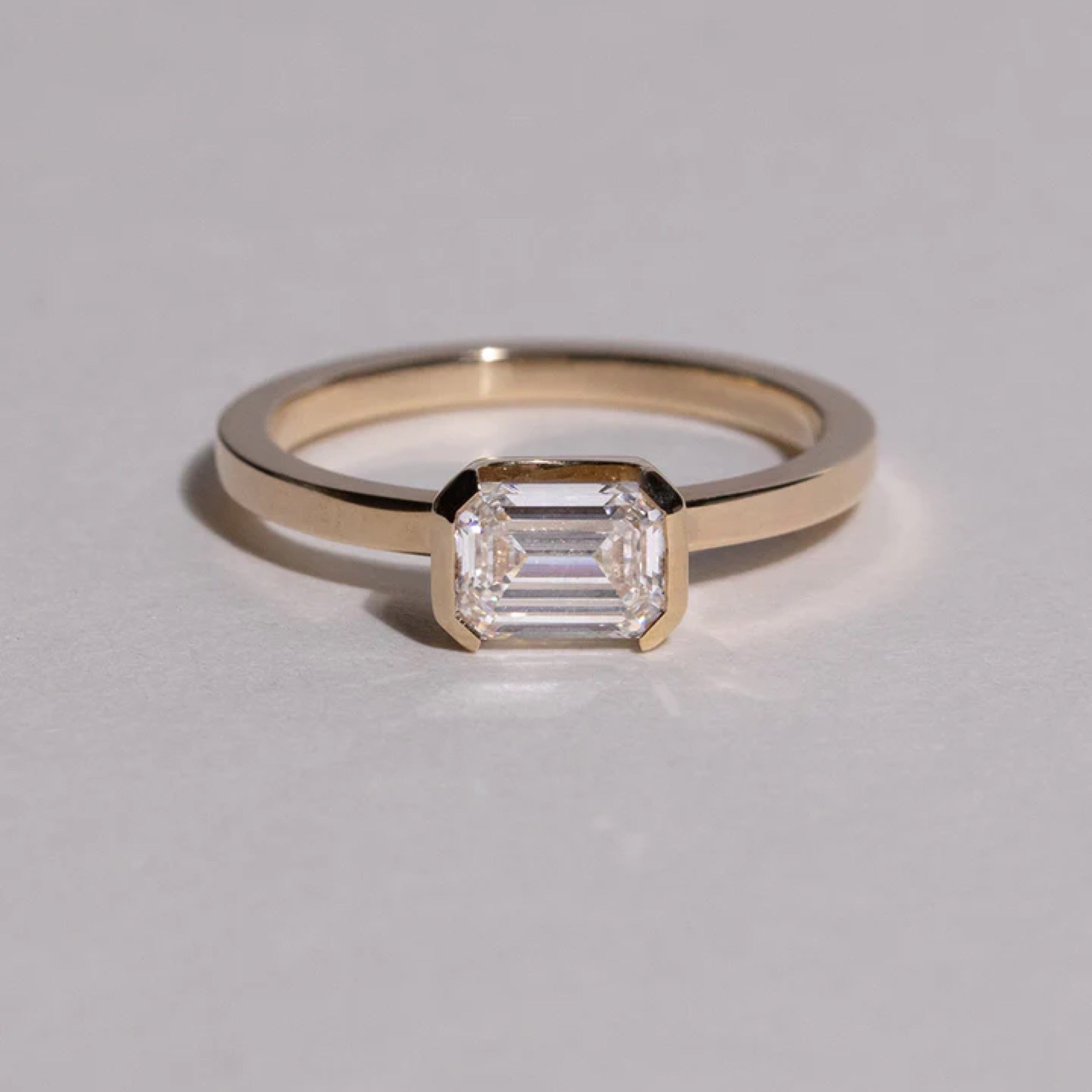 1.0 - 3.0 CT Emerald Cut CVD Diamond Bezel Setting Engagement Ring