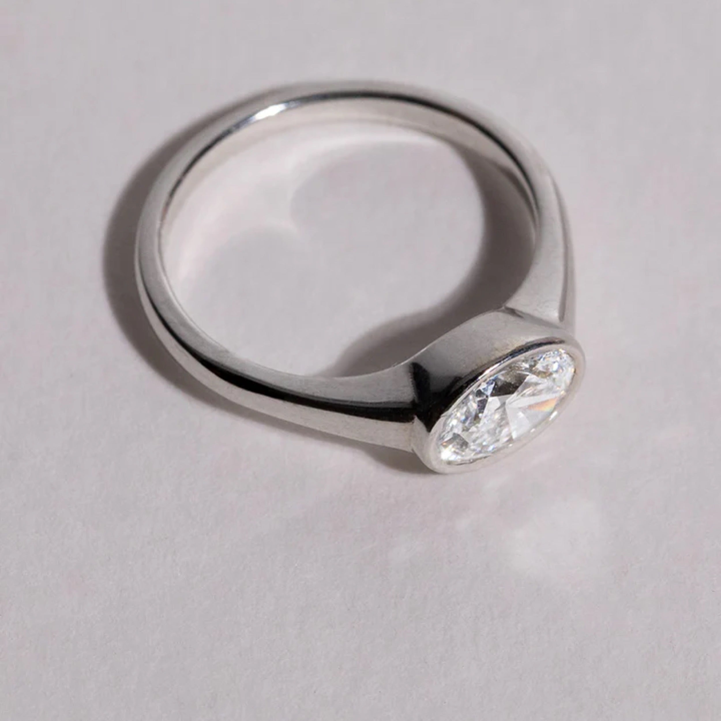 1.0 - 3.0 CT Oval Cut CVD Diamond Bezel Setting Engagement Ring 9