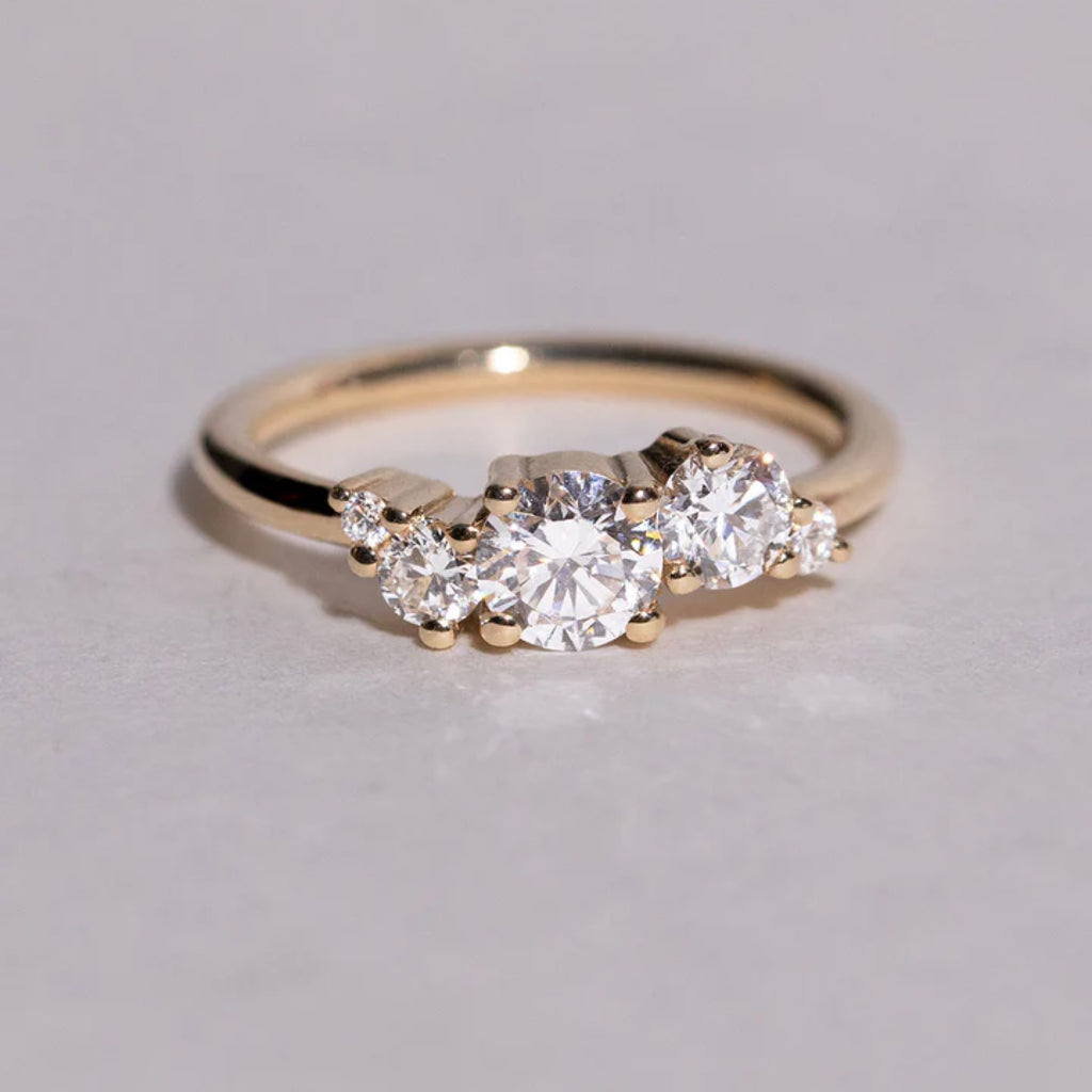 0.5 - 1.5 CT Round Cut CVD Diamond Cluster Setting Engagement Ring