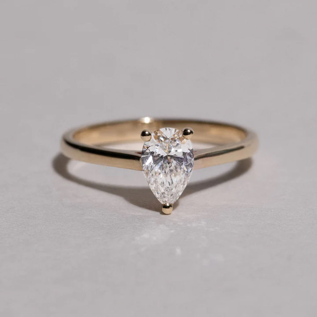 0.71 - 2.0 CT Pear Cut CVD Diamond Solitaire Setting Engagement Ring