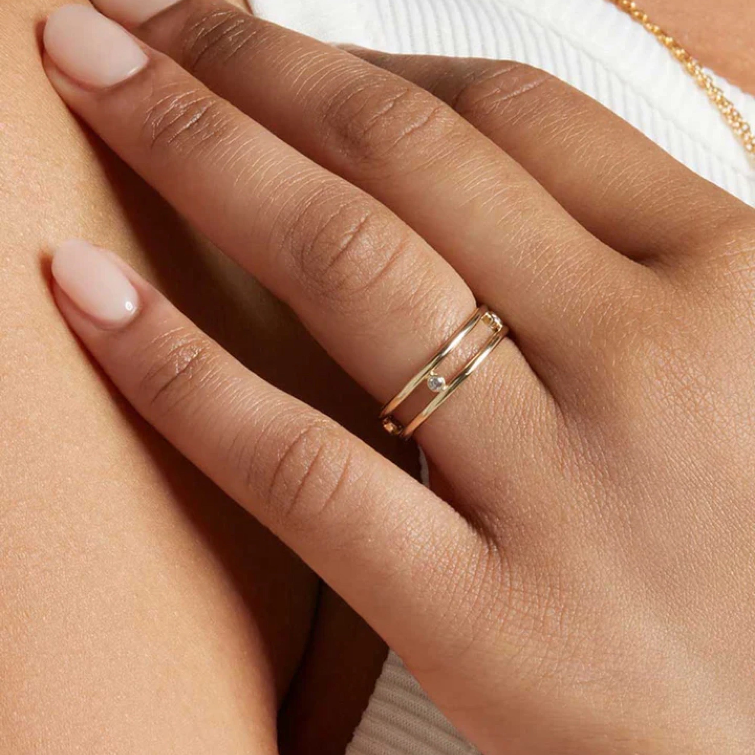 0.10 TCW Round Diamond Double Band Wedding Band