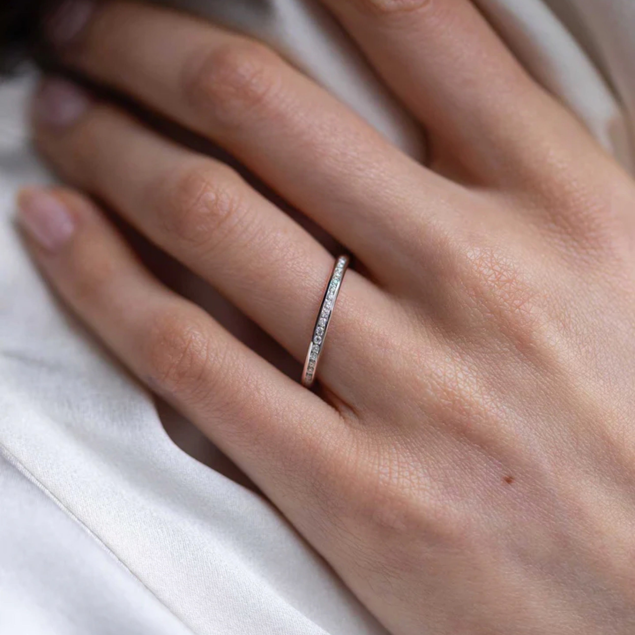 0.40 TCW Round Diamond Half Eternity Wedding Band