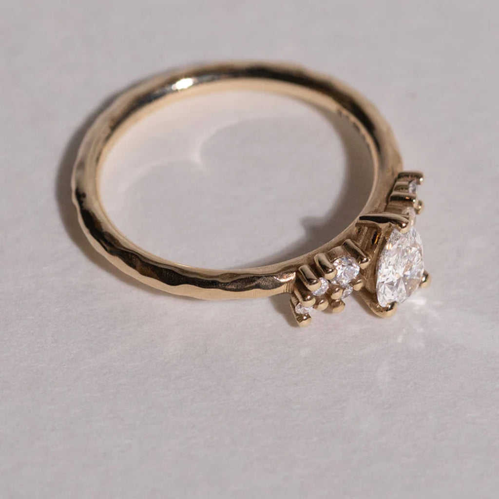 0.50- 1.5 CT Pear Cut CVD Diamond Cluster Setting Engagement Ring