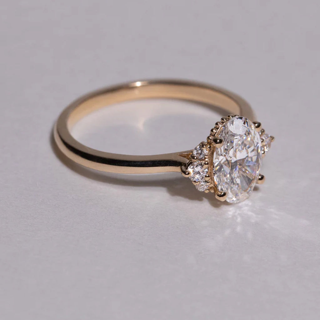 1.0 - 3.0 CT Oval Cut CVD Diamond Cluster Setting Engagement Ring
