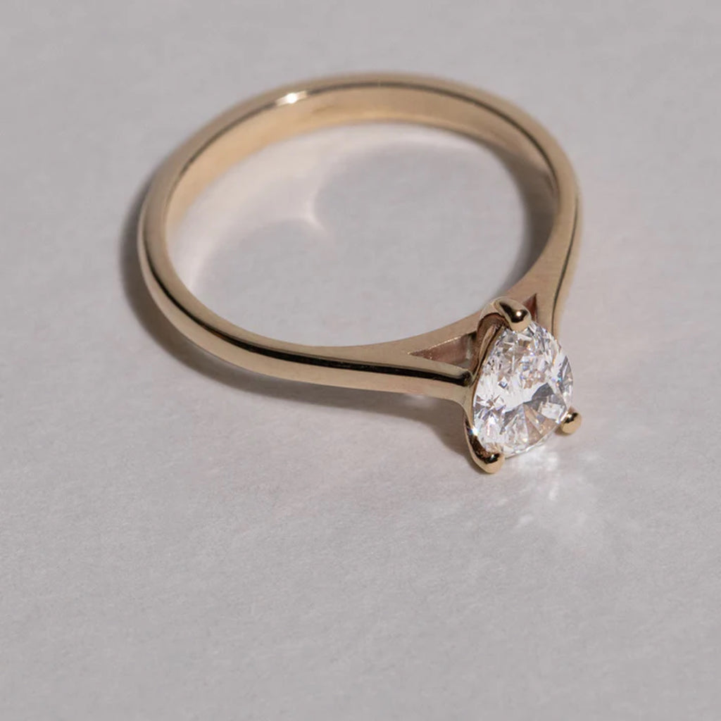 0.71 - 2.0 CT Pear Cut CVD Diamond Solitaire Setting Engagement Ring