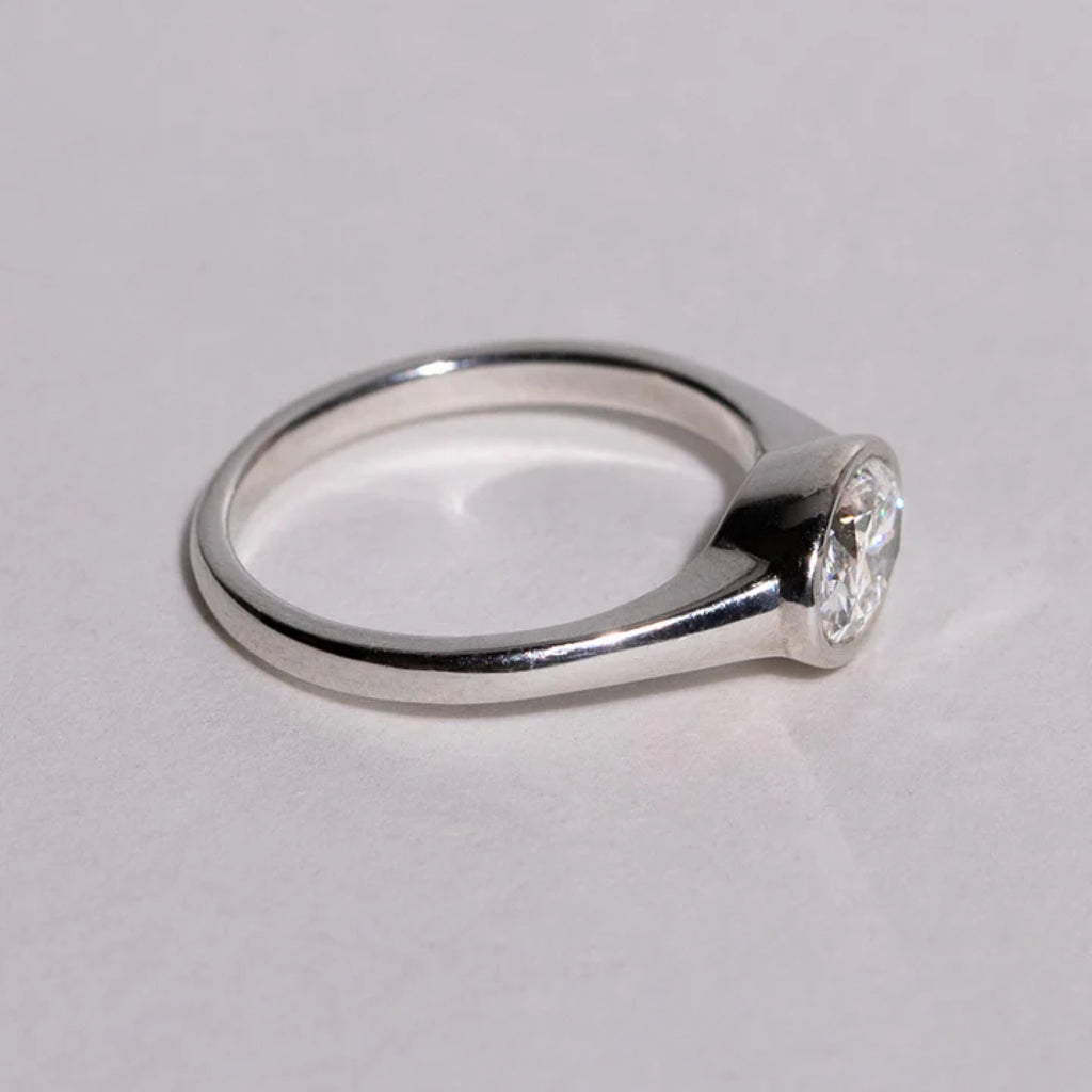 1.0 - 3.0 CT Oval Cut CVD Diamond Bezel Setting Engagement Ring 9