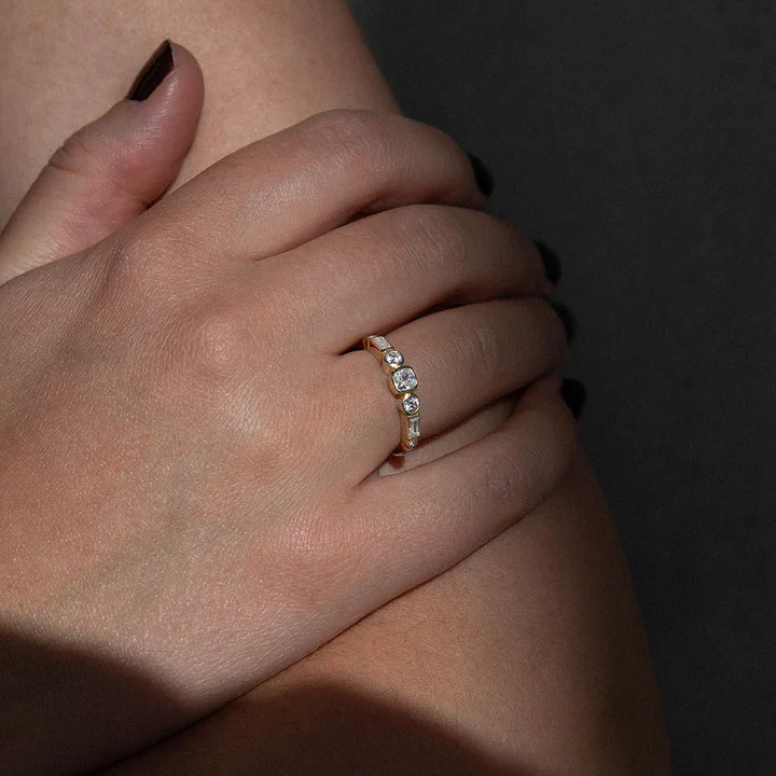 1.0 TCW Round , Baguette , Cushion Diamond Wedding Band