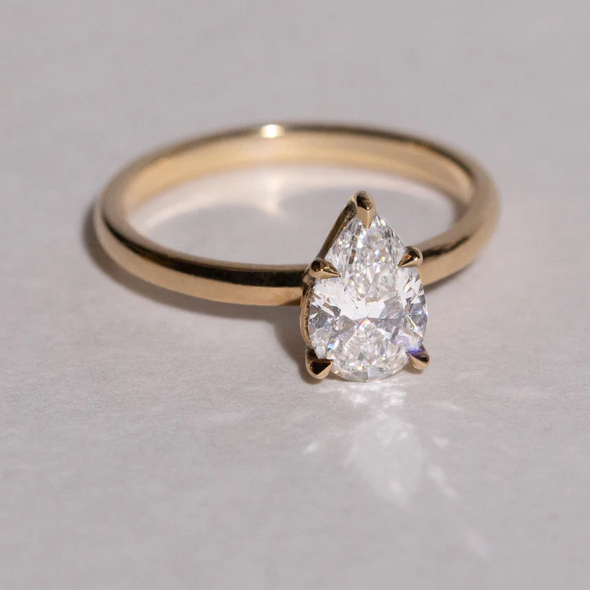 1.11 - 2.5 CT Pear Cut CVD Diamond Solitaire Setting Engagement Ring