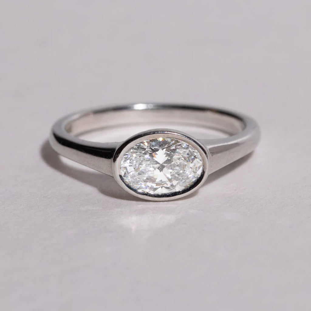 1.0 - 3.0 CT Oval Cut CVD Diamond Bezel Setting Engagement Ring 9