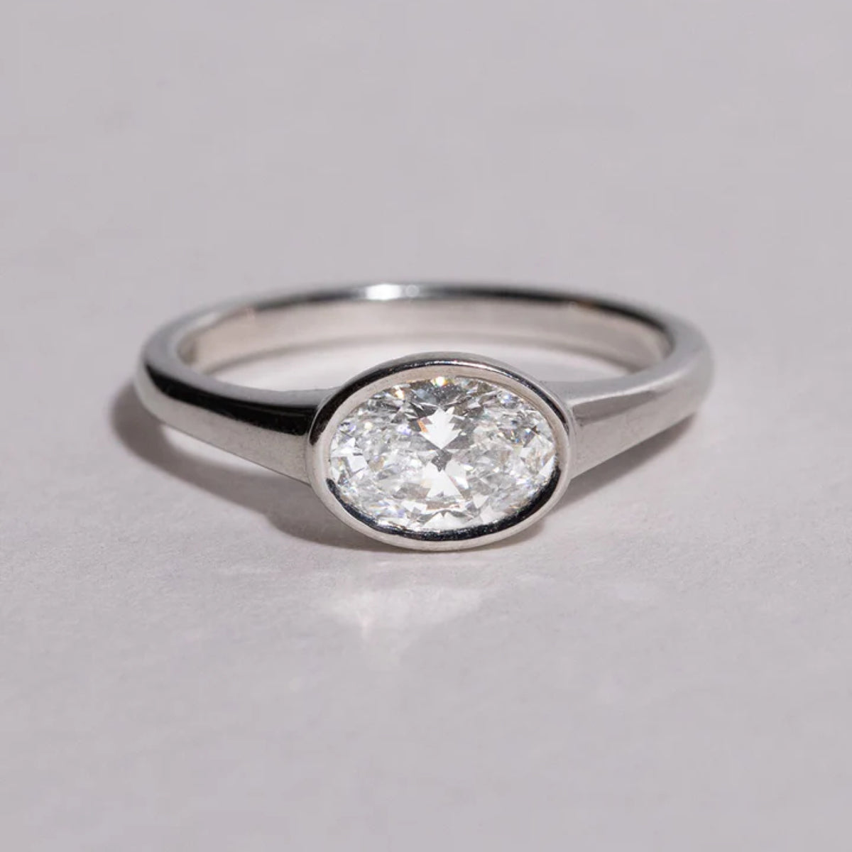 1.0 - 3.0 CT Oval Cut CVD Diamond Bezel Setting Engagement Ring 9