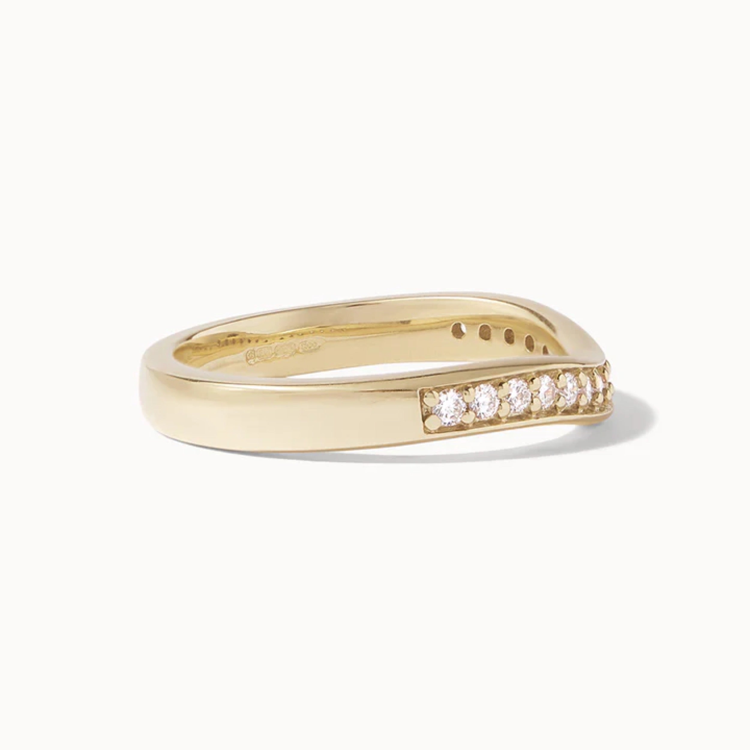 0.23 TCW Round Diamond Curved Wedding Band