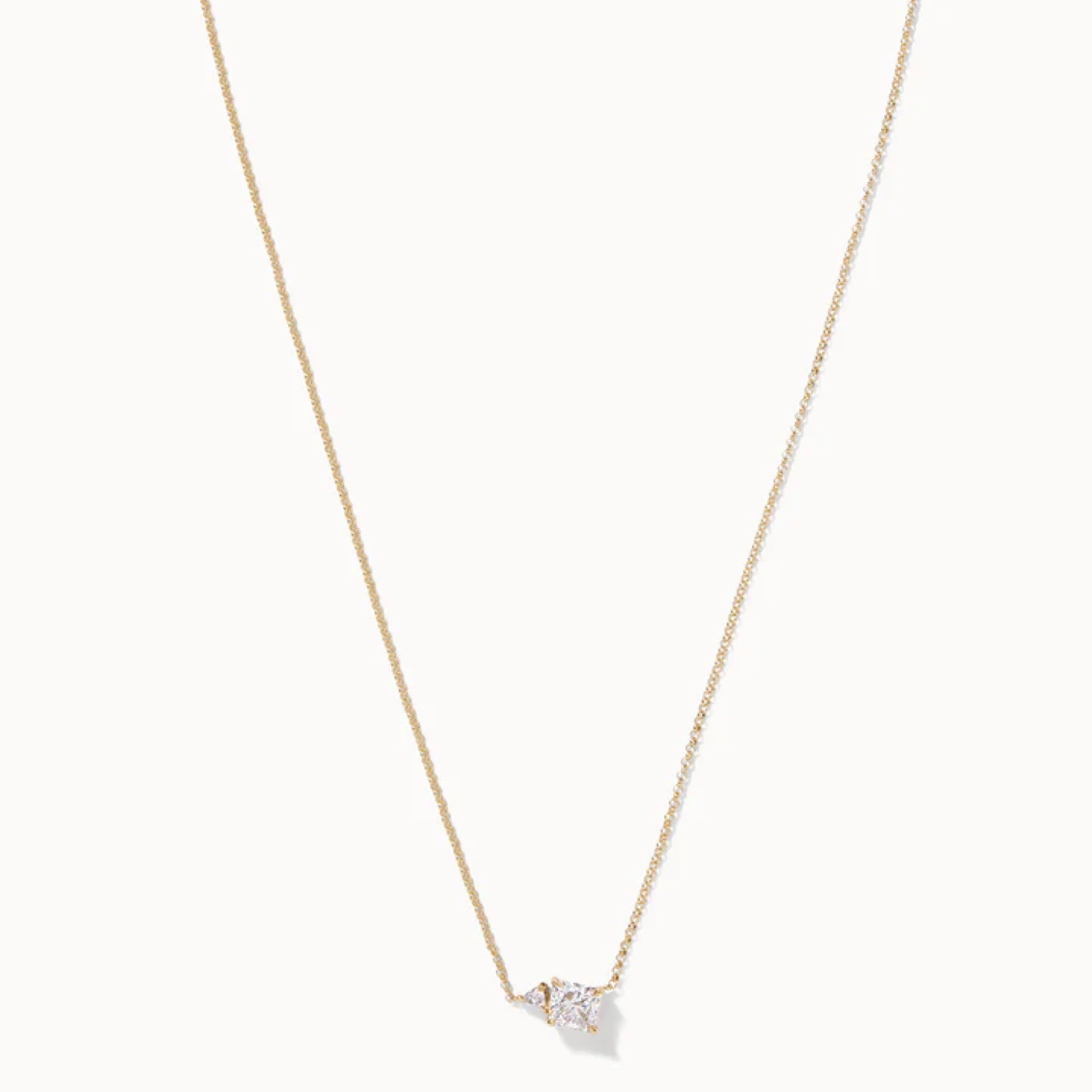1.01 TCW Trillion & Cushion F/VS Lab Grown Diamond Two Stone Necklace