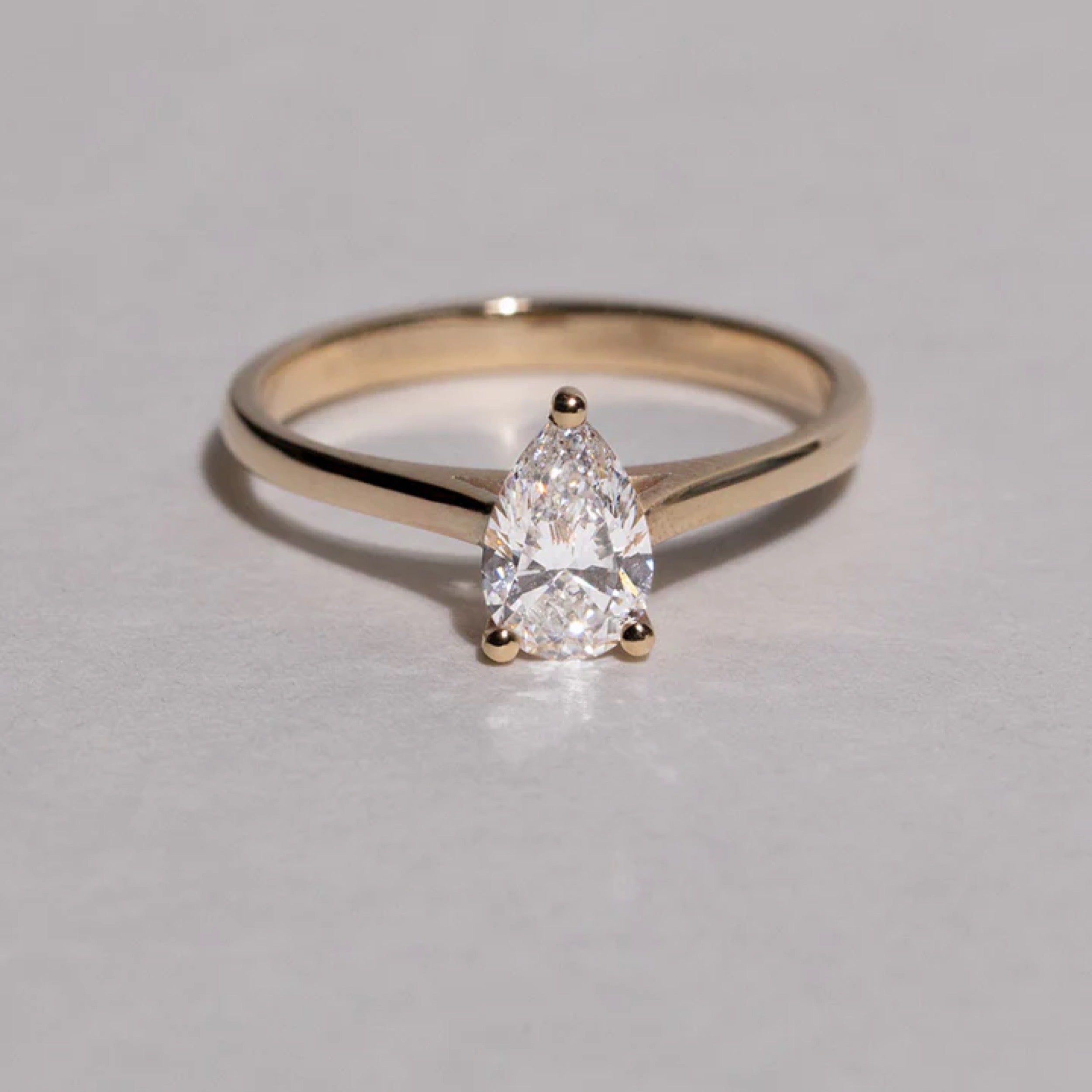 0.71 - 2.0 CT Pear Cut CVD Diamond Solitaire Setting Engagement Ring 6