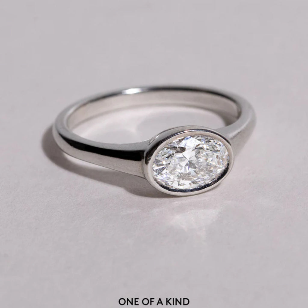 1.0 - 3.0 CT Oval Cut CVD Diamond Bezel Setting Engagement Ring 9