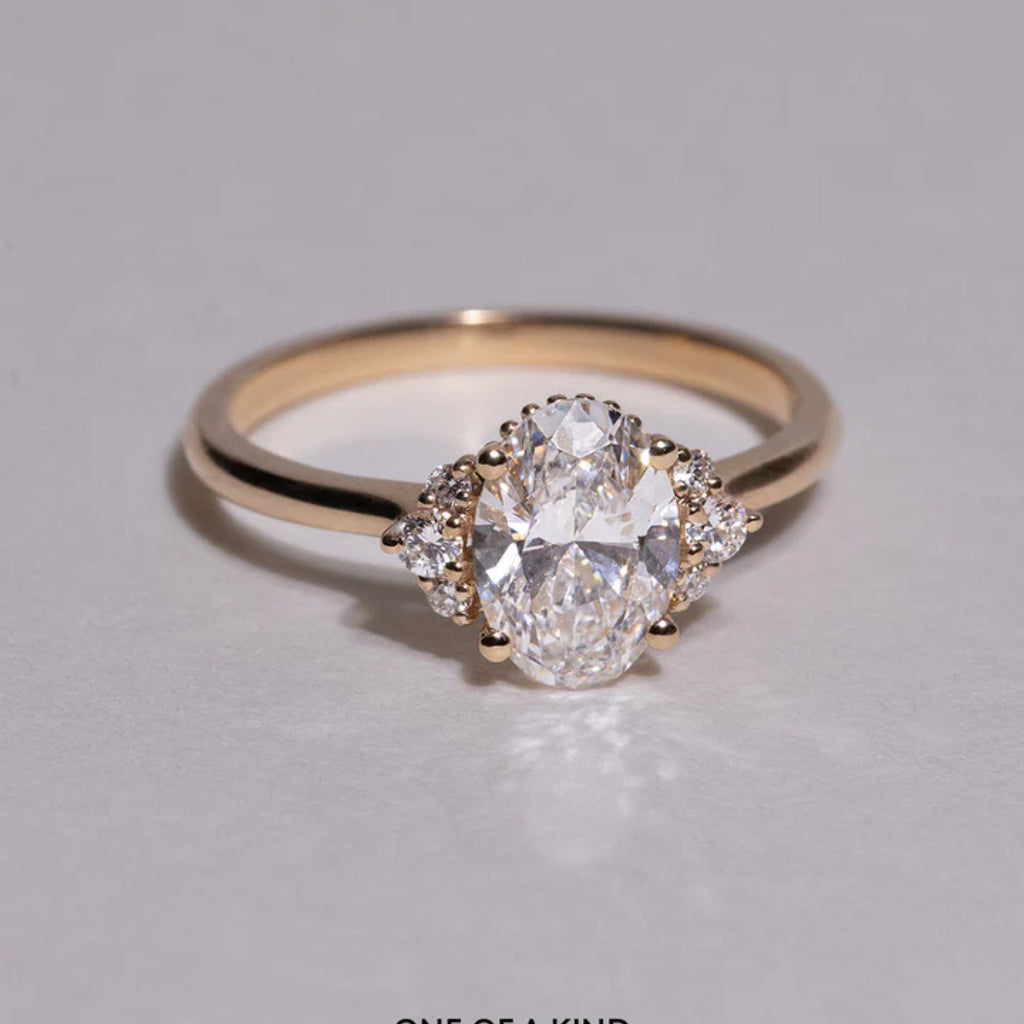 1.0 - 3.0 CT Oval Cut CVD Diamond Cluster Setting Engagement Ring