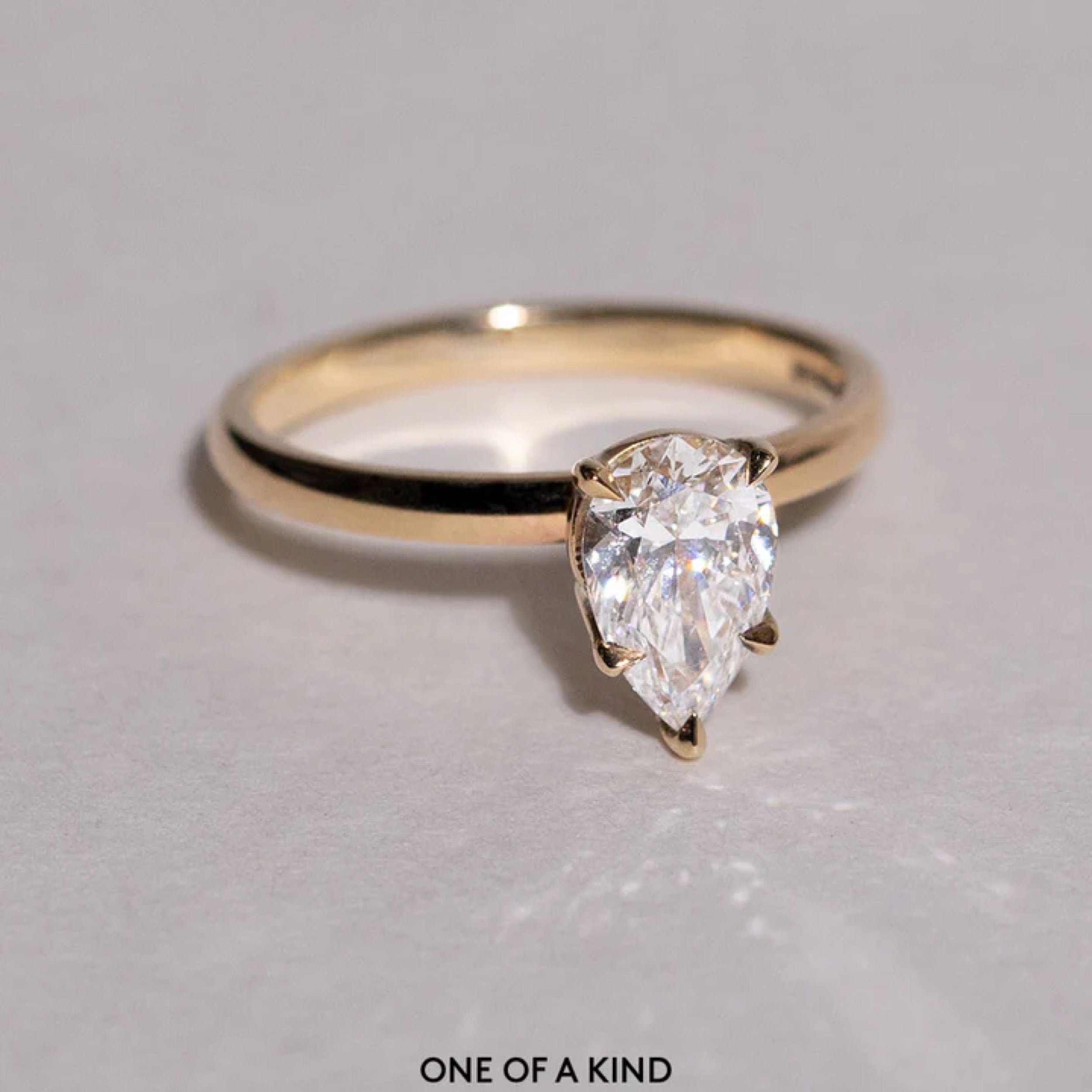 1.11 - 2.5 CT Pear Cut CVD Diamond Solitaire Setting Engagement Ring