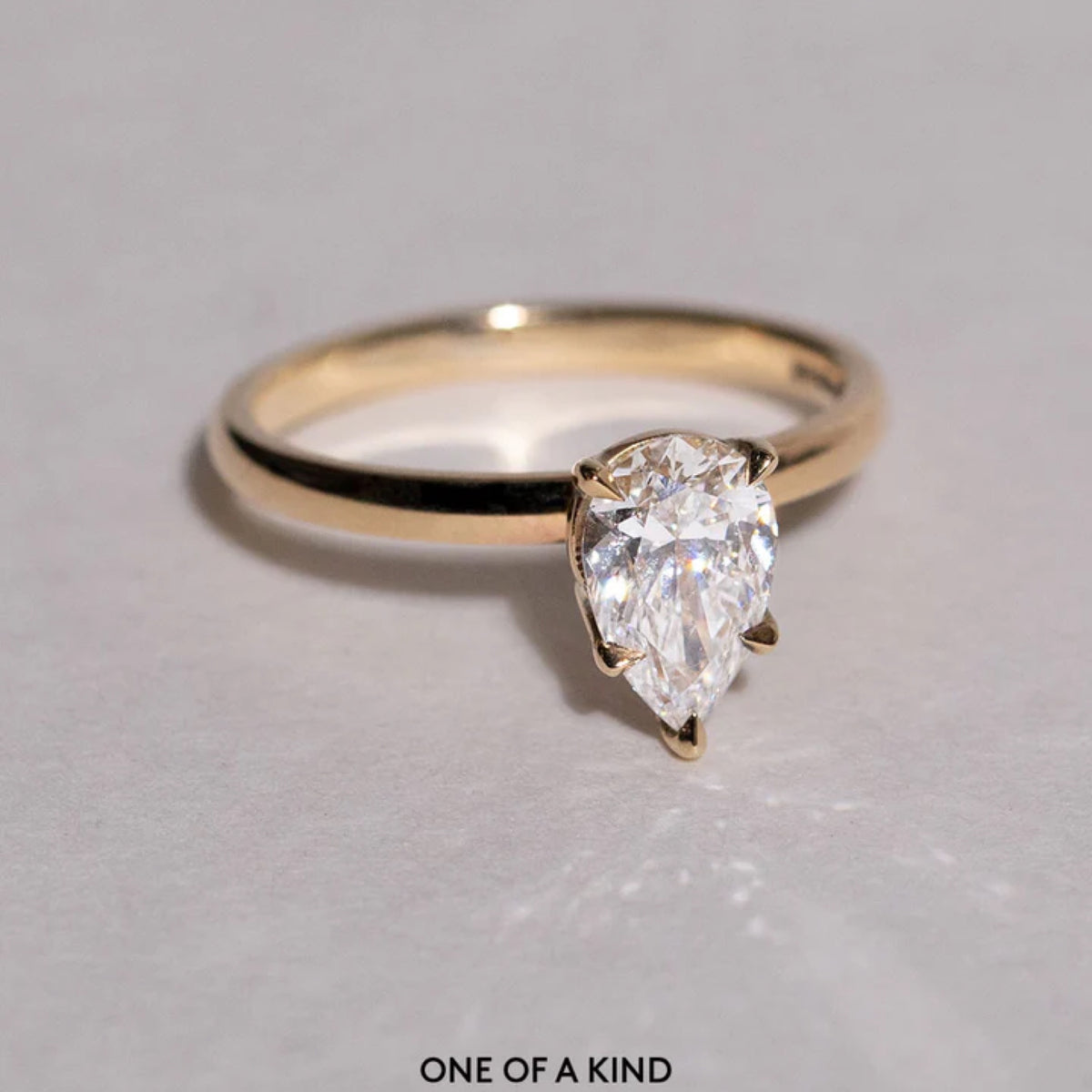 1.11 - 2.5 CT Pear Cut CVD Diamond Solitaire Setting Engagement Ring