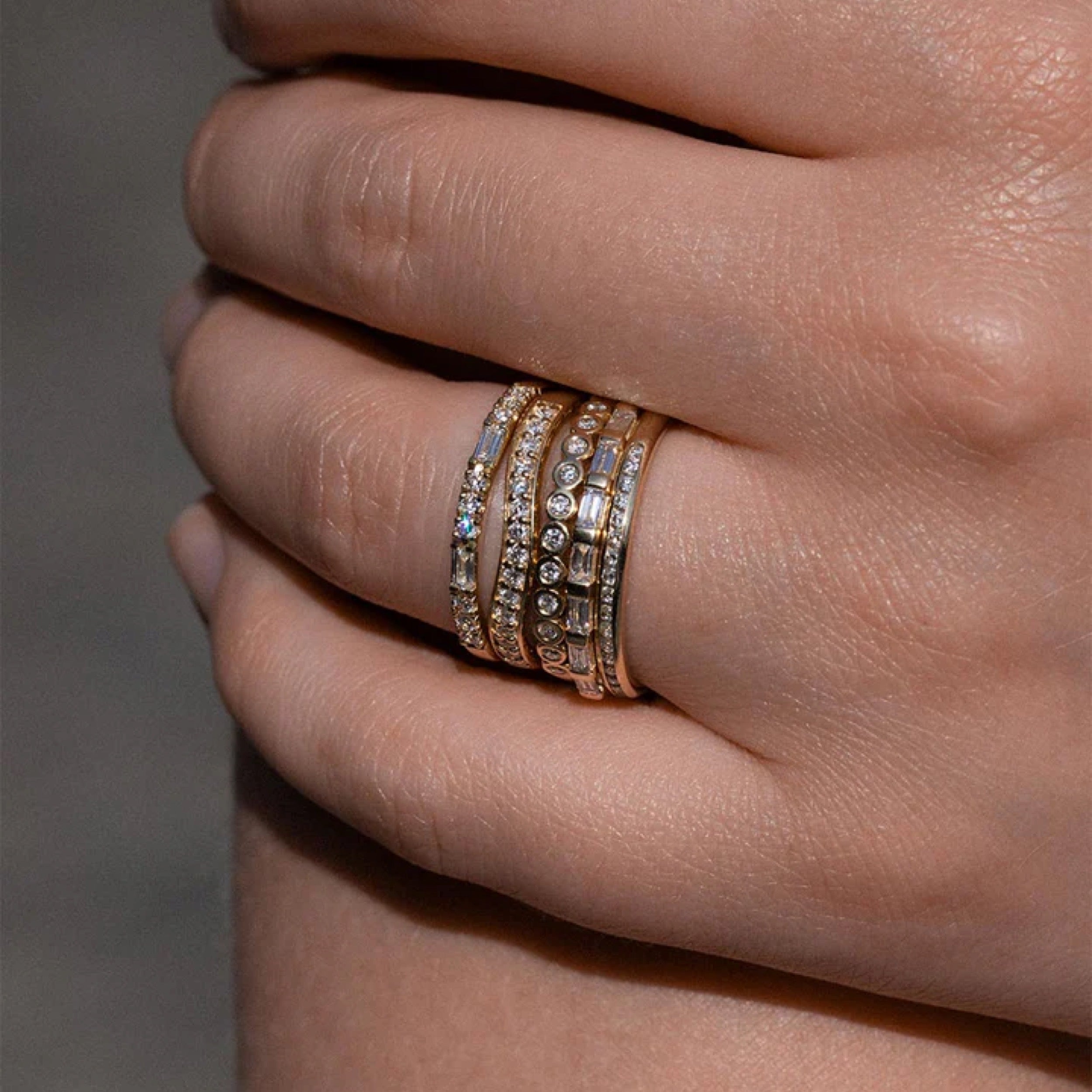 0.19 TCW Round Diamond Bezel Half Eternity Wedding Band