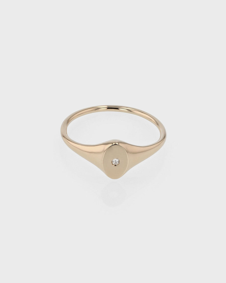 0.015  TCW Round Signet CVD Diamond Minimalist Ring