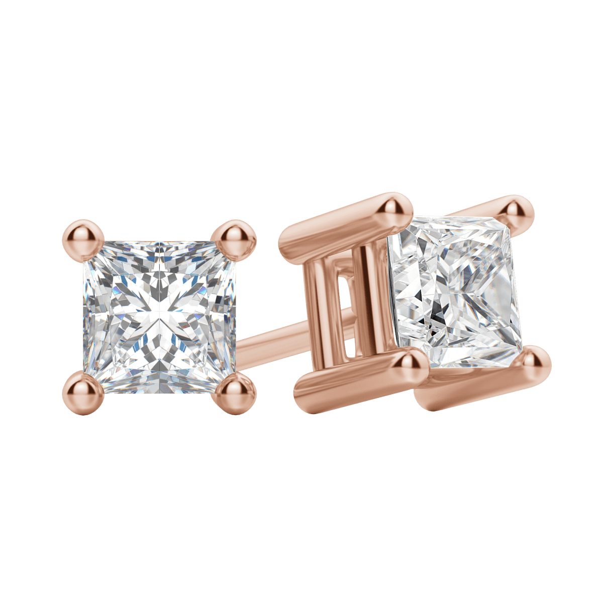 0.50 CT-2.0 CT Princess Solitaire F/VS Lab Grown Diamond Earrings - Camila Brown