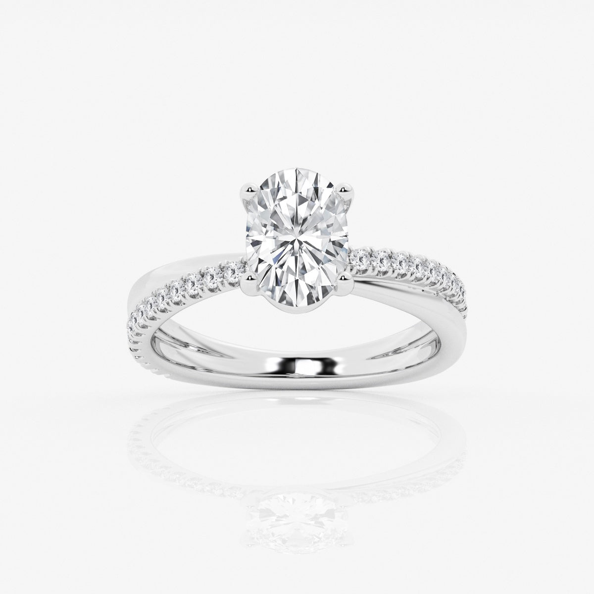 1.0 Carats Lab Grown Diamond Oval Shape E-VS1 Crossover Double Band Engagement Ring - Camila Brown